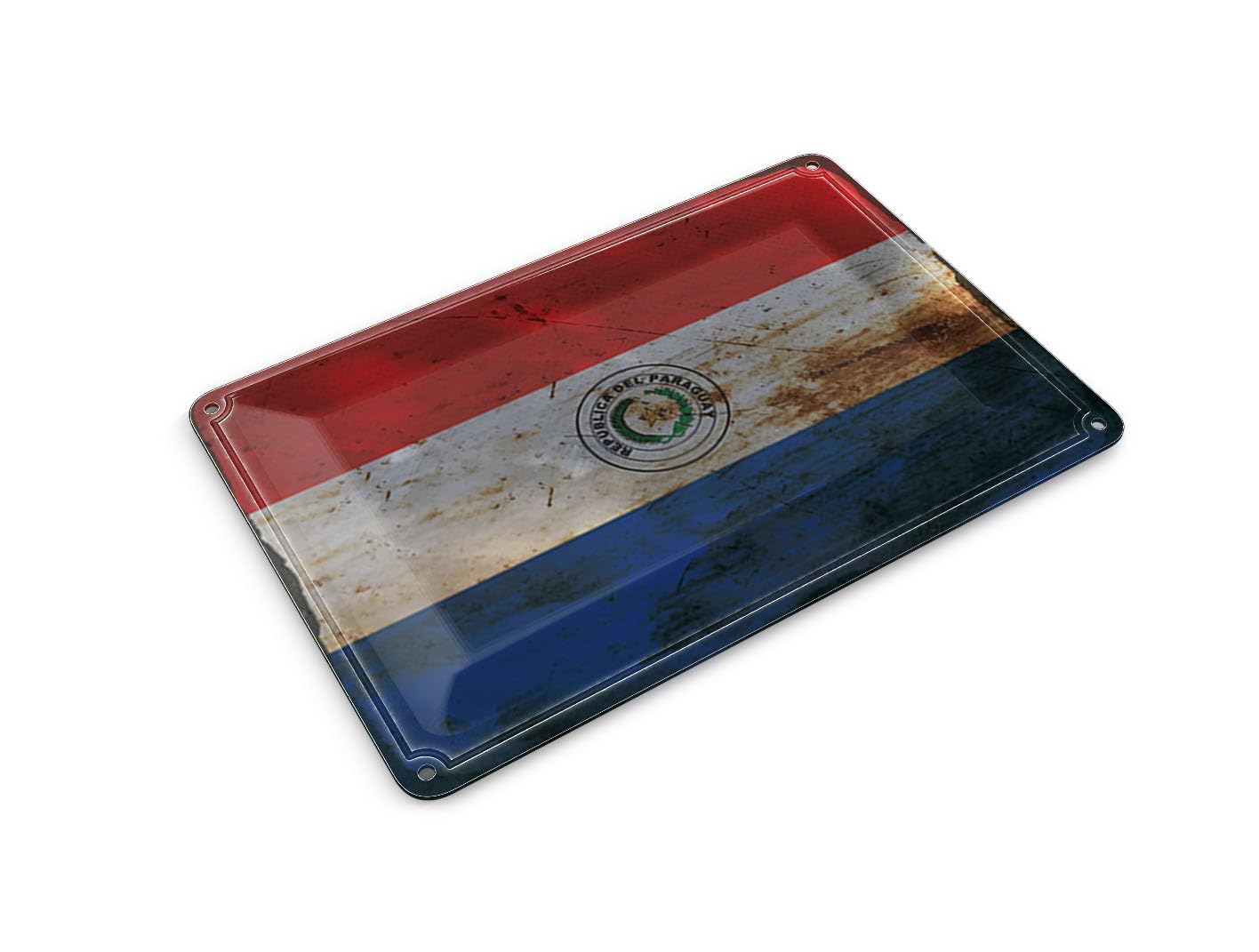 Femer Tin Postcard Flag Paraguay 14 x 10 cm Flag of Paraguay Rust Decorative Sign