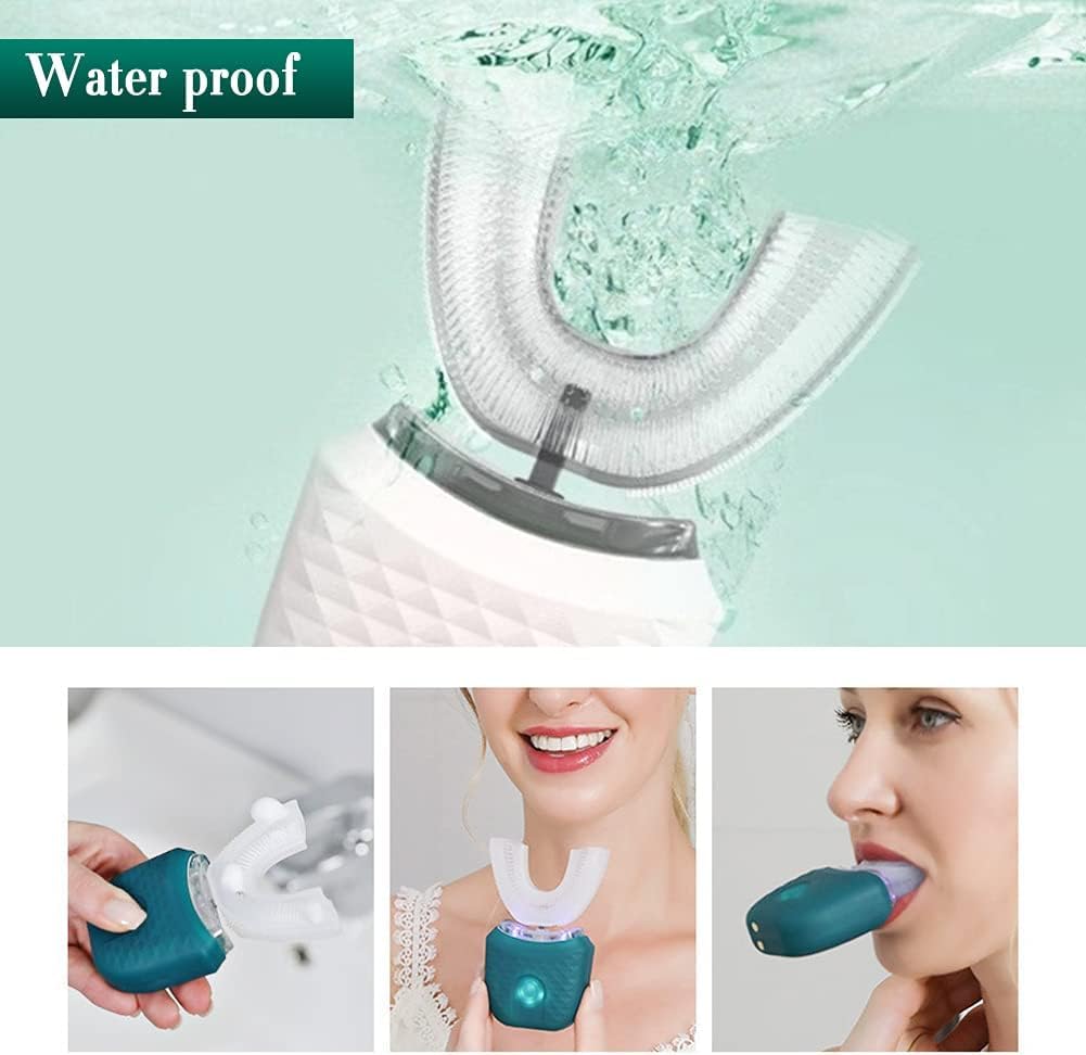 Cepillo de Dientes Ultrasónico Automático, Cepillos de Dientes Ultrasónicos de 360 ​​° Cepillo de Dientes Eléctrico y Kit de Blanqueamiento Dental, Cargar IPX7 a Prueba de Agua (Azul marino)