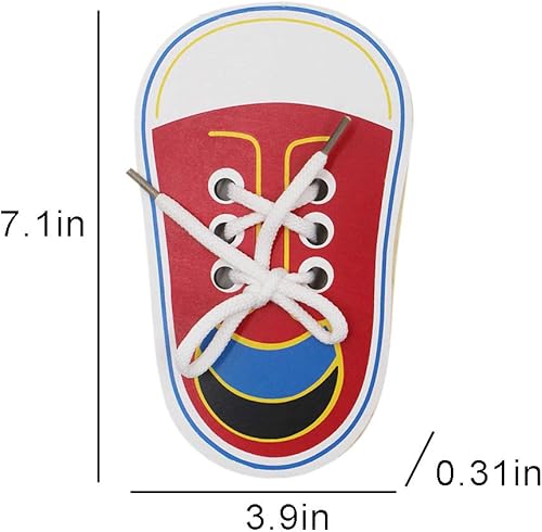 Miniatura 7 de RARITYUS (Paquete de 2)(2 pares) de madera con cordones de juguete para aprender a atar los cordones, juguete de habilidades motoras finas juguete