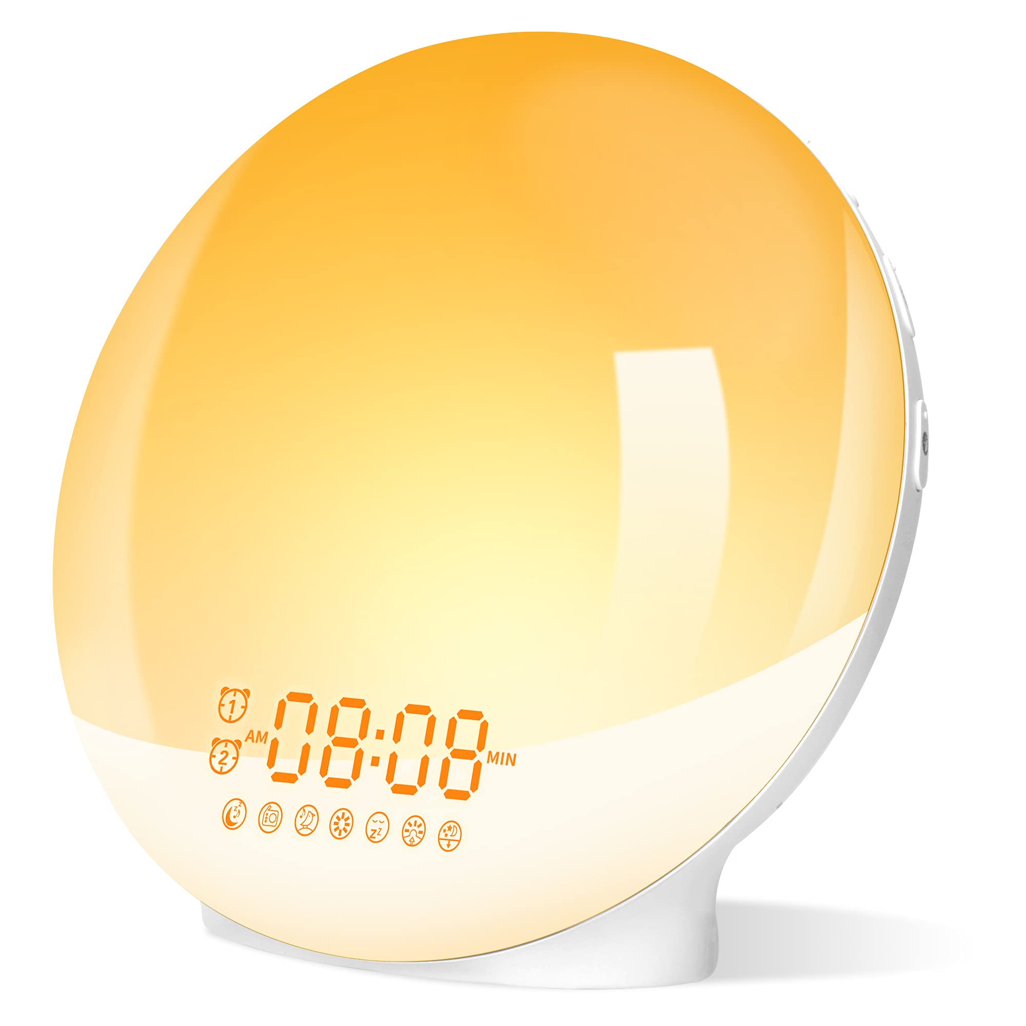Despertador Luz, Wake Up Light LED con 20 Niveles Brillo, 7 Luces de Colores 7 Sonidos Naturales, Simulación de Amanecer y Atardece, Luces Despertador con Función Snooze, Radio FM, Regalo para niños
