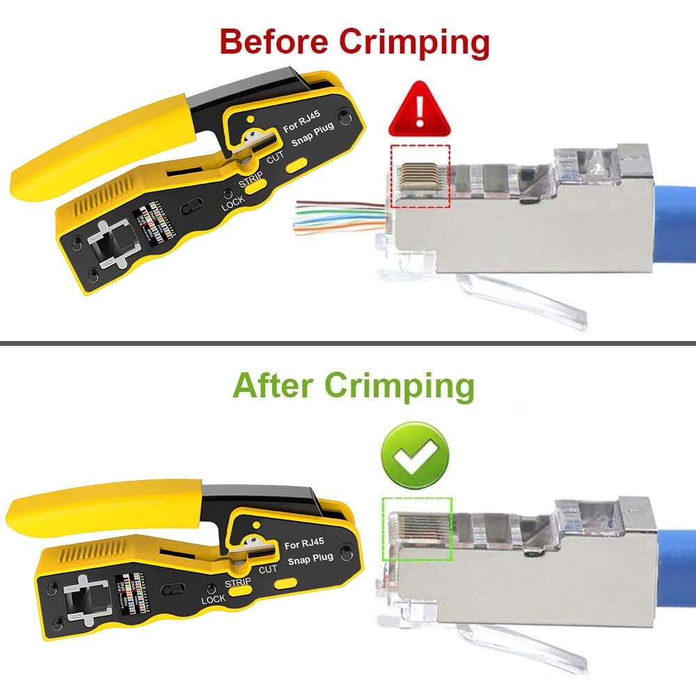 Leatbuy - Kit di crimpatura per RJ45/RJ11/RJ12/CAT5/CAT6/Cat5e/6P/4P/8P, pinza crimpatrice professionale per cavi di rete, pinza per cavi Lan (grigio)