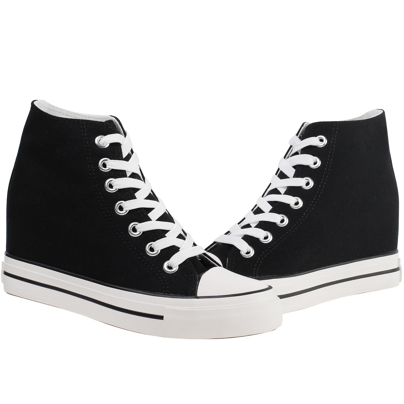 Mujer Zapatos De Lona Tacón Alto Invisible Zapatos Zapatillas De Deporte para Mujer 34-40