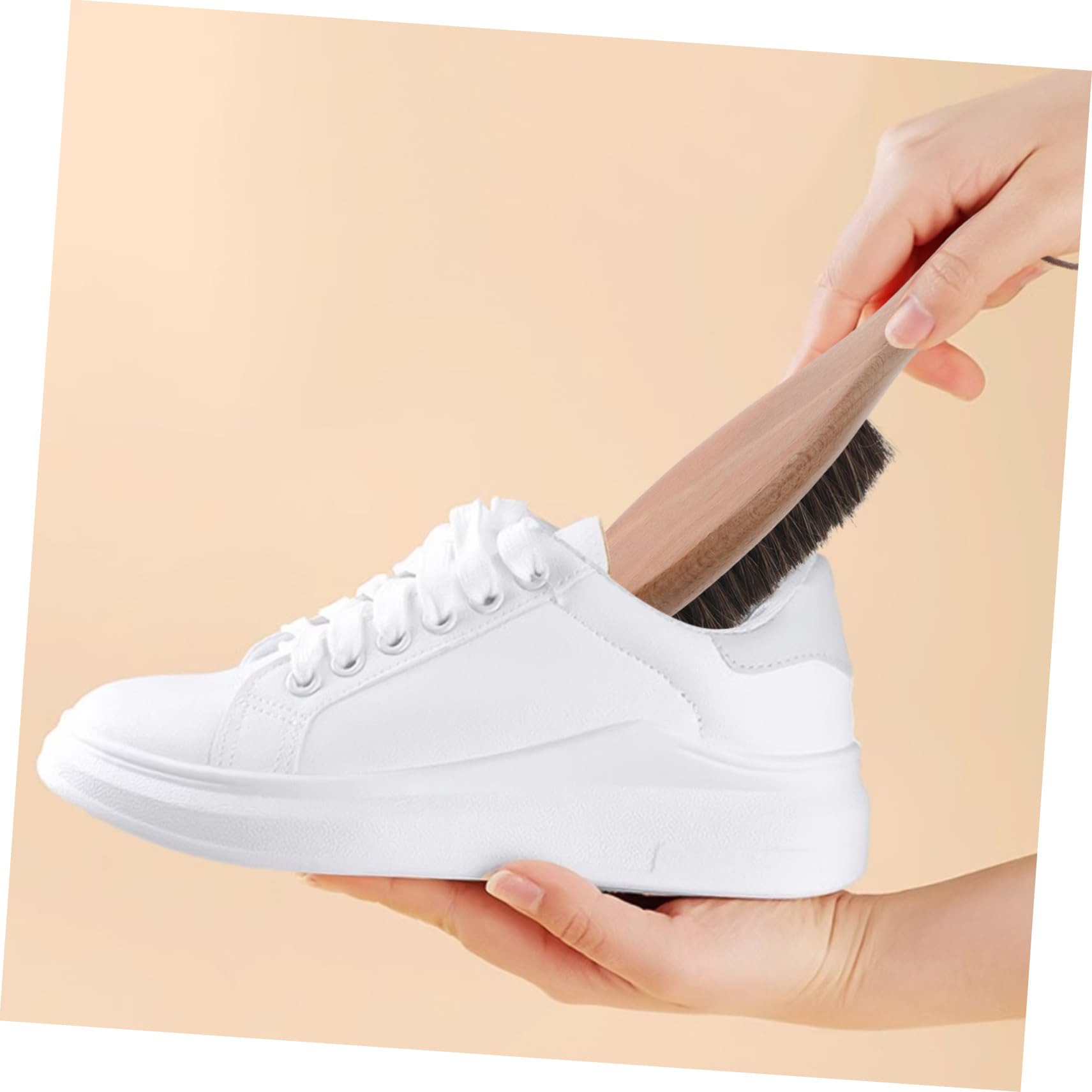 Cepillo para Limpiar Zapatillas de Madera 2 Piezas, Beige, Pulido | Limpia Suelas y Calzado, Uso Doméstico Diario, Mango Cómodo, Evita Daños, Formato Doble