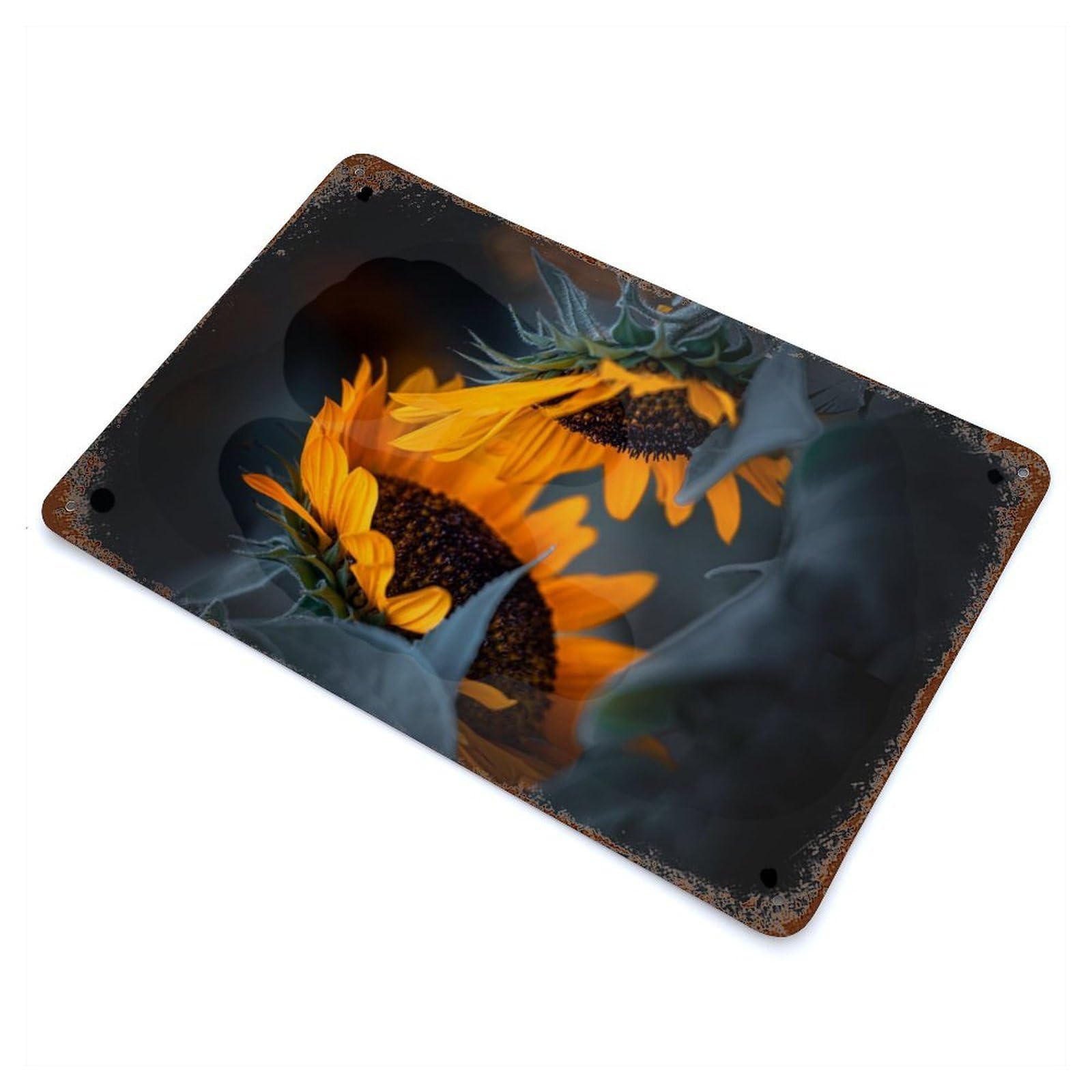 Sunflower Kiss Vintage Rust Metal Sign 11.8"x7.9", Farmhouse Wall Decor for Garage, Pub Or Kitchen