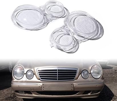 2pcs Headlight Covers Compatible with 1996-2002 Mercedes W210 E280 E300 E320 E420 E430 E500 Headlamp Shell Transparent Lens