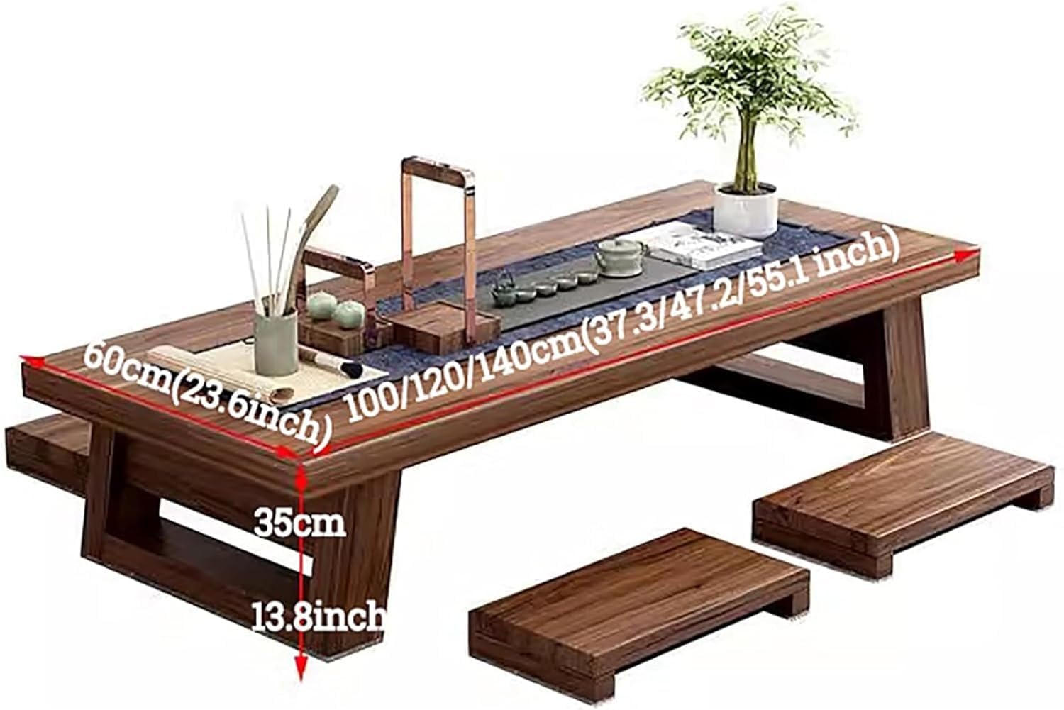 Japanese-Style Low Table, Solid Wood Japanese Tea Floor Table, Low