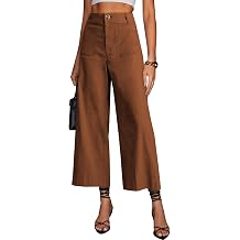 miduo Womens High Waisted Cropped Capris Stretchy Straight Pants Trousers