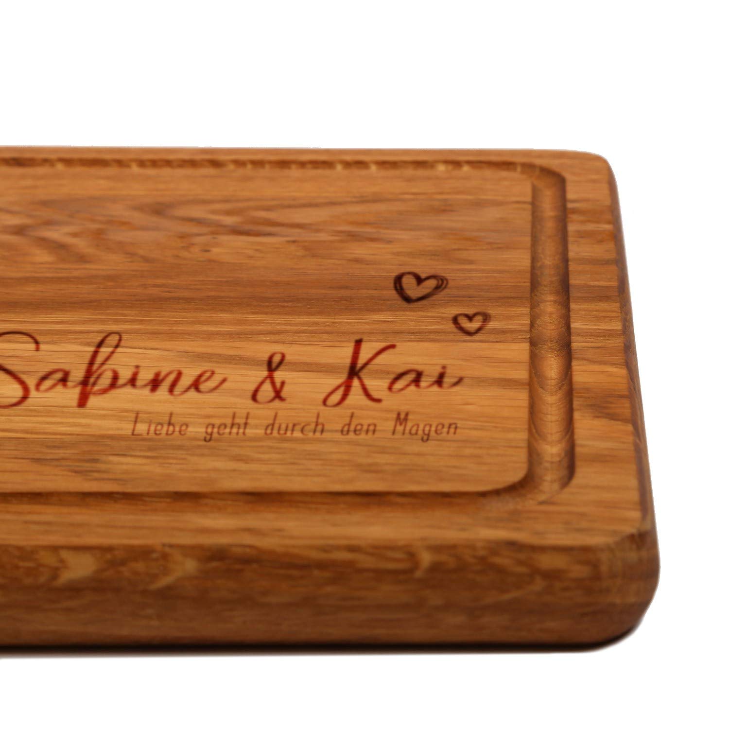 FORYOU24 Holz Schneidebrett dunkel mit Gravur Motiv 10 - personalisiert mit Wunsch-Namen Küchenbrett graviert als Geschenkidee zur Hochzeit
