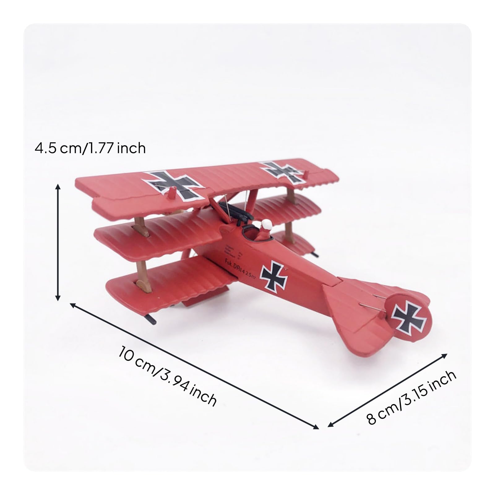 Modellino in 1:72 Realistico Modellino di Aereo Fedele all’originale Modellismo per Vetrina, Ufficio, 1/72 Barone Rosso
