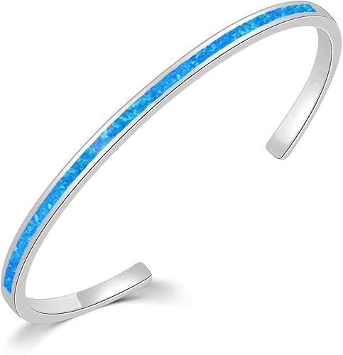 CiNily Pulsera de ópalo para mujer, chapada en oro, hipoalergénica, con piedras preciosas abiertas