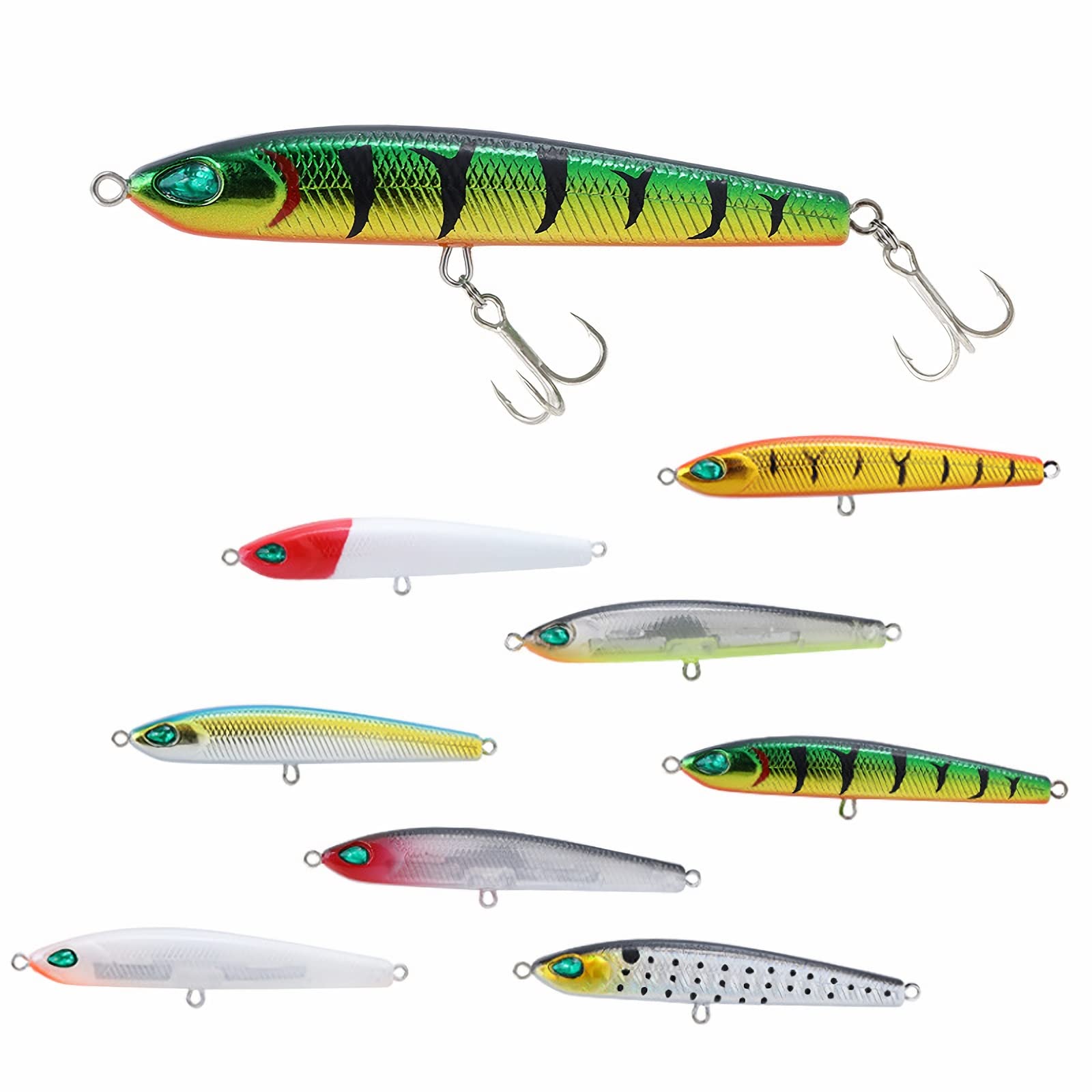 Señuelos de Pesca Blandos, 10 Uds Señuelos de Pesca 8cm 9g señuelo de lápiz biónico Que se Hunde Cebo Duro Artificial Agua Dulce señuelo de Pesca de Agua Salada Wobbler Simple y práctico