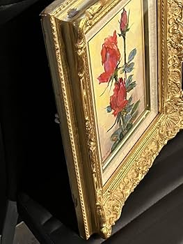 Amazon.co.jp: 真作内山秀水薔薇H9年作品寸法横15cm縦21.5cm油彩