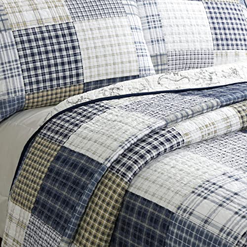 image for Cozy Line Home Fashions Benjamin Cute Dinosaur Plaid Printed Pattern N