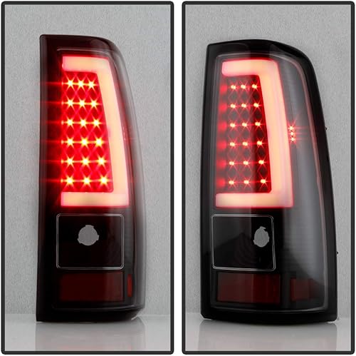 Miniatura 5 de ACANII - Carcasa con micas para luces traseras, color negro ahumado, con luces LED, para Chevy Silverado 1500, 2500 y 3500 modelos 2003-2006 (1 par).