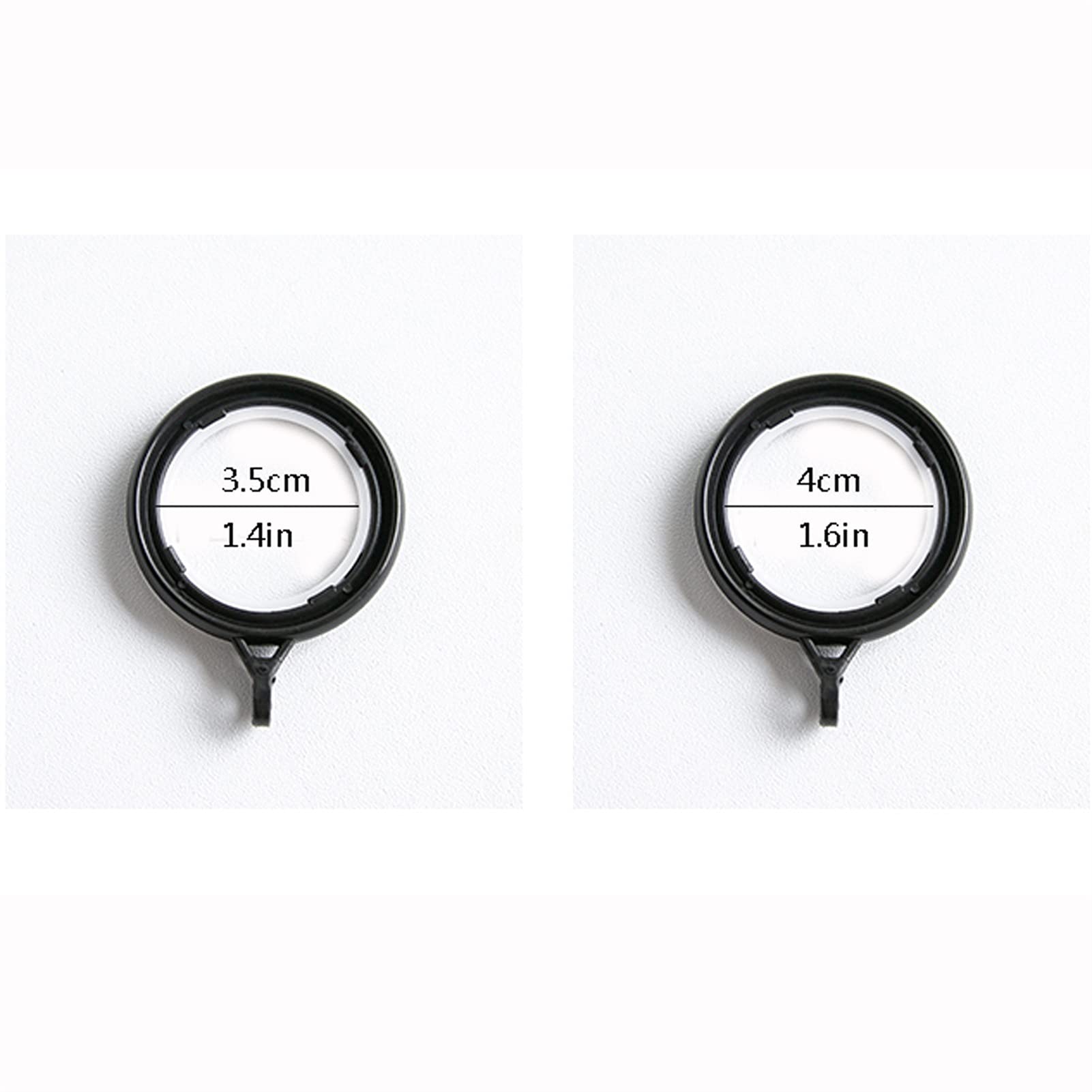 40 PCS Anillo de silenciador for la Varilla de Cortina, Anillo de Gancho de Cortina Accesorios de plástico Espesado Anillo Redondo Blanco/Negro(Wit,4cm)