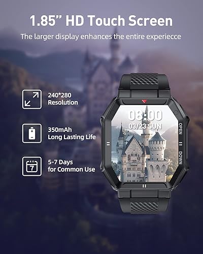 Miniatura 2 de Reloj inteligente con pantalla HD de 1.85 pulgadas, rastreador de ejerciciollamada Bluetoothmodo deportivo, relojes inteligentes tácticos para
