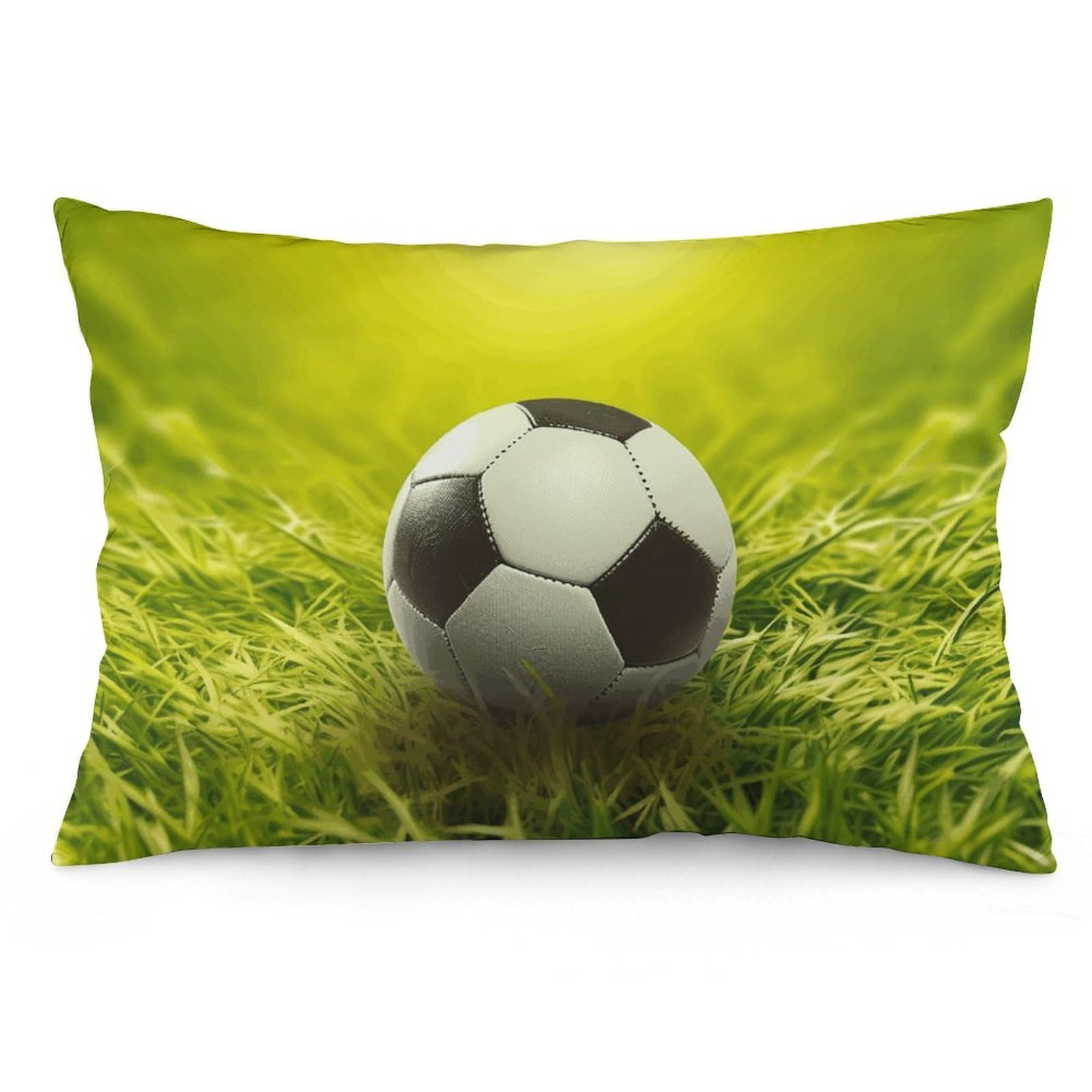 2 Pack Pillow Cases for Hair and Skin, Soft Breathable Pillow Case Covers with Hidden Zipper, Football on Grass Pillowcase 20"x30" Pillow Covers for Sleeping Gift