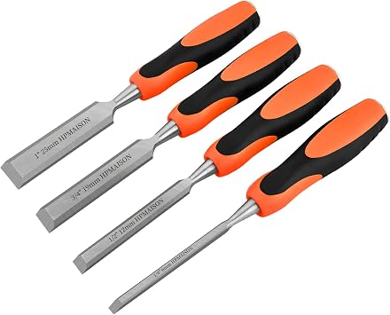 4Pcs Wood Chisel Set, 4 Sizes, 6mm, 12mm,19mm, 25mm (1/4