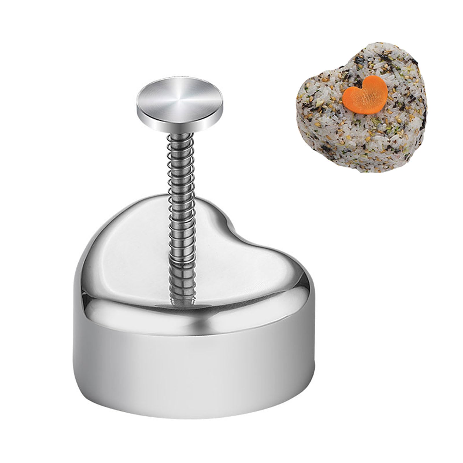 Ebbels Rice Ball Maker Mould, Triangle Sushi Maker, Stainless Steel Non-Stick Rice Ball Press Mold, Onigiri Mould For Kids Lunch Bento And Home Diy Cooking (Heart)