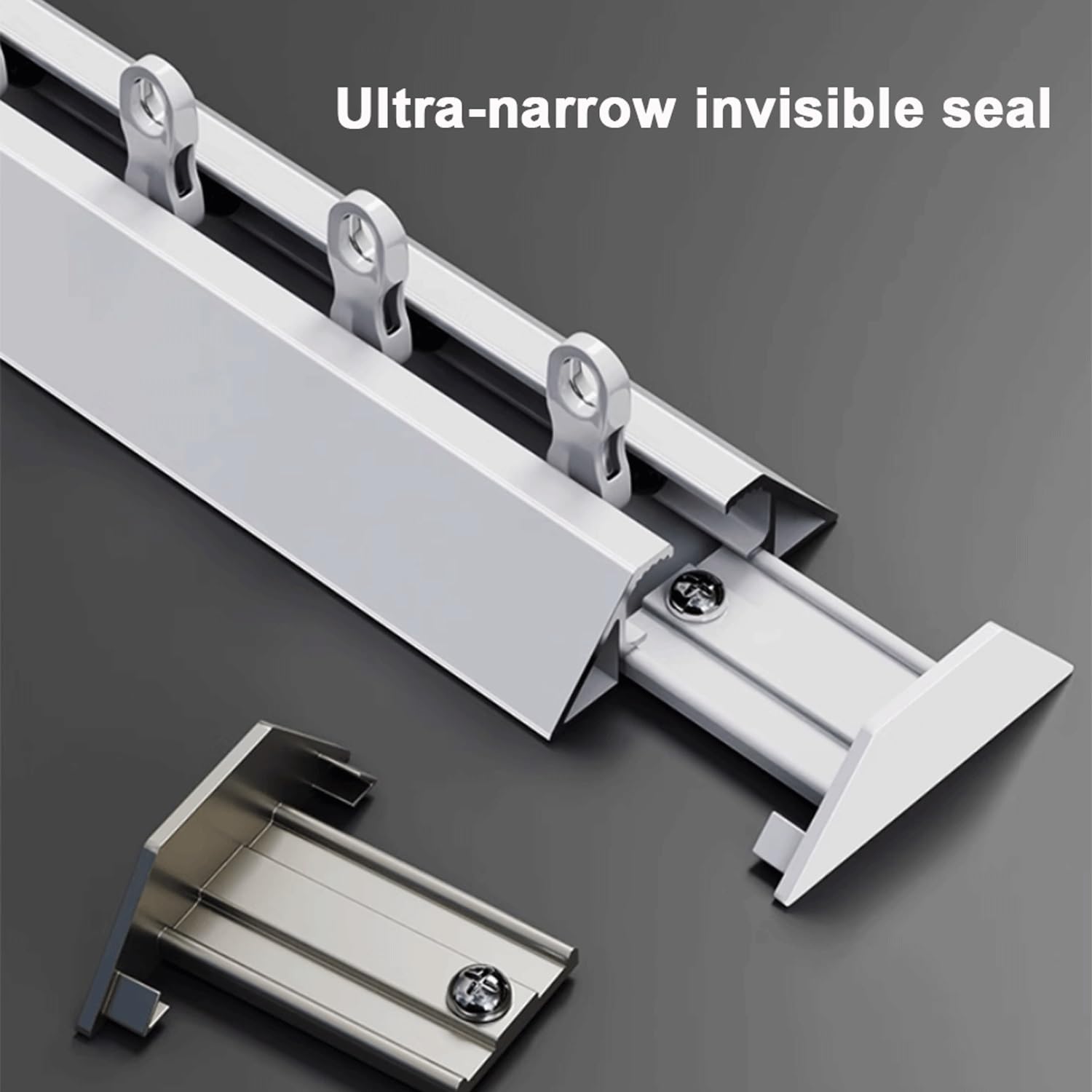 Aluminum adhésif Rails De Rideaux with Mute Track ， Obscurcissant，Robustes，Charge Lourde Montage Mural ou au Plafond pour Separation de Piece, Rideaux, Chambre, Balcon(White,5.9m(19.4ft))