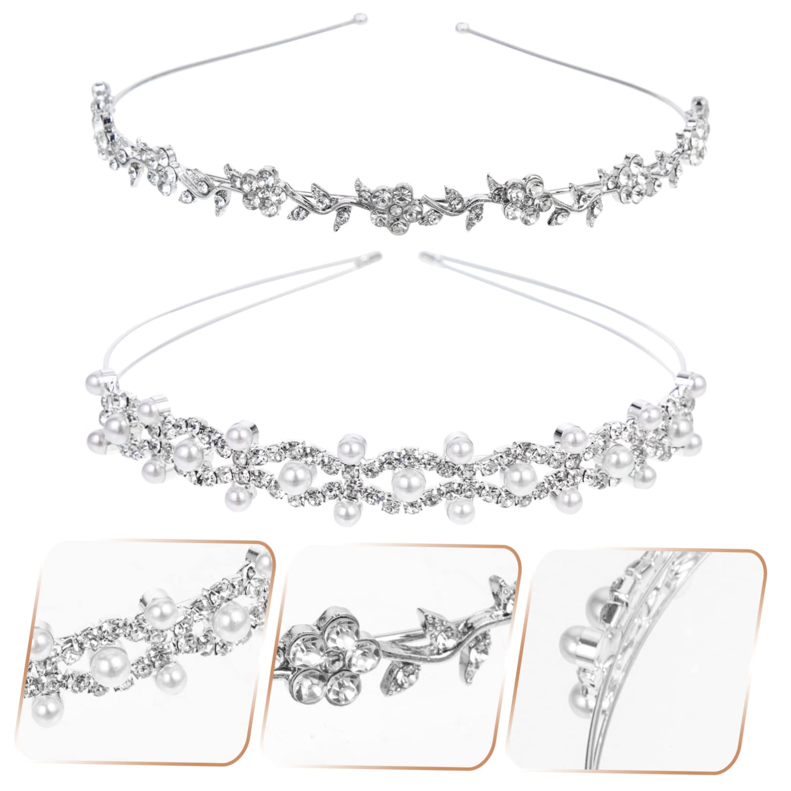 MAGICLULU 6 Piezas Diadema De De De Imitación Tocado De Mujer Adornos Nupciales Para El Cabello Diademas Para Niños Venda Novia Accesorios Para El Cabello Delicado Metal