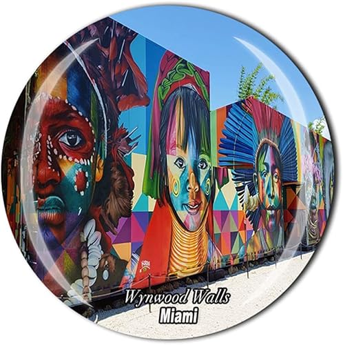Wynwood Walls Miami Florida USA America - Imán de cristal para nevera, recuerdo turístico, colección de regalo, calcomanía magnética para
