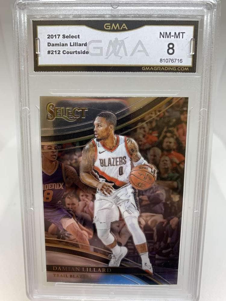 GMA NM-MT 8 Certificate #81076716 2017-18 Panini Select Courtside #212 Damian Lillard Courtside Portland Trail Blazers Professionally Graded Basketball Card