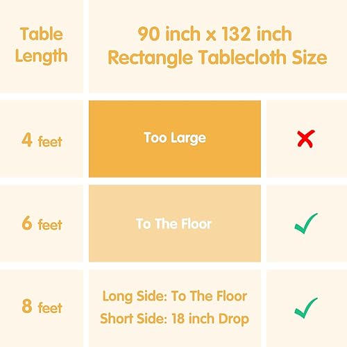 Miniatura 6 de Paquete de 4 manteles rectangulares color marfil para mesas rectangulares de 6 pies de 90 x 132 pulgadas, 6 pies, tela rectangular de lino de