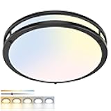 hepside Dimmable Flush Mount LED Ceiling Light, 13inch 24W Ceiling Light Fixtures, 5CCT (3000K 3500K 4000K 5000K 6500K) Adjustable Ceiling Lamps for Kitchen Bathroom Bedroom Hallway
