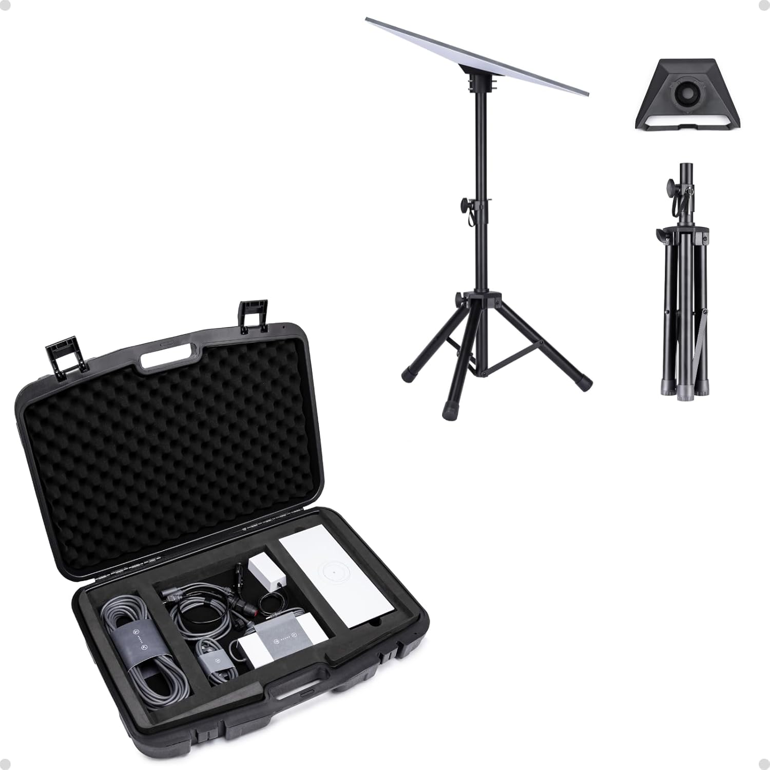 Storage Case for Starlink Standard Gen 3, Protective Hard Case with Foam Padding for Gen 3 Dish, Adjustable Tripod Stand for Starlink Standard Gen 3, Stainless Steel with Aluminum Pipe Adapter