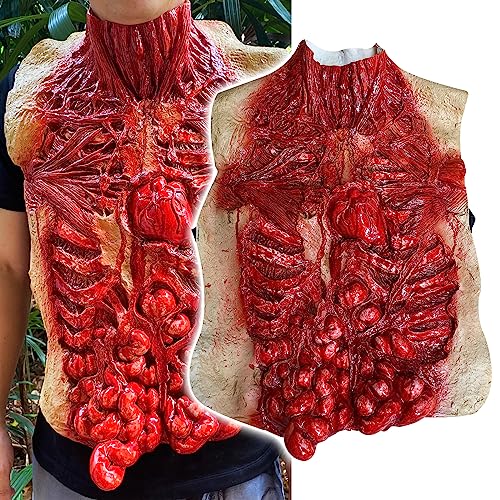 Lyxaof Bloody Intestine Scary Dead Body Halloween Prop Organ Fake Body Parts with Zombie Mask Haunted House Cosplay Costume (Body Organs A)