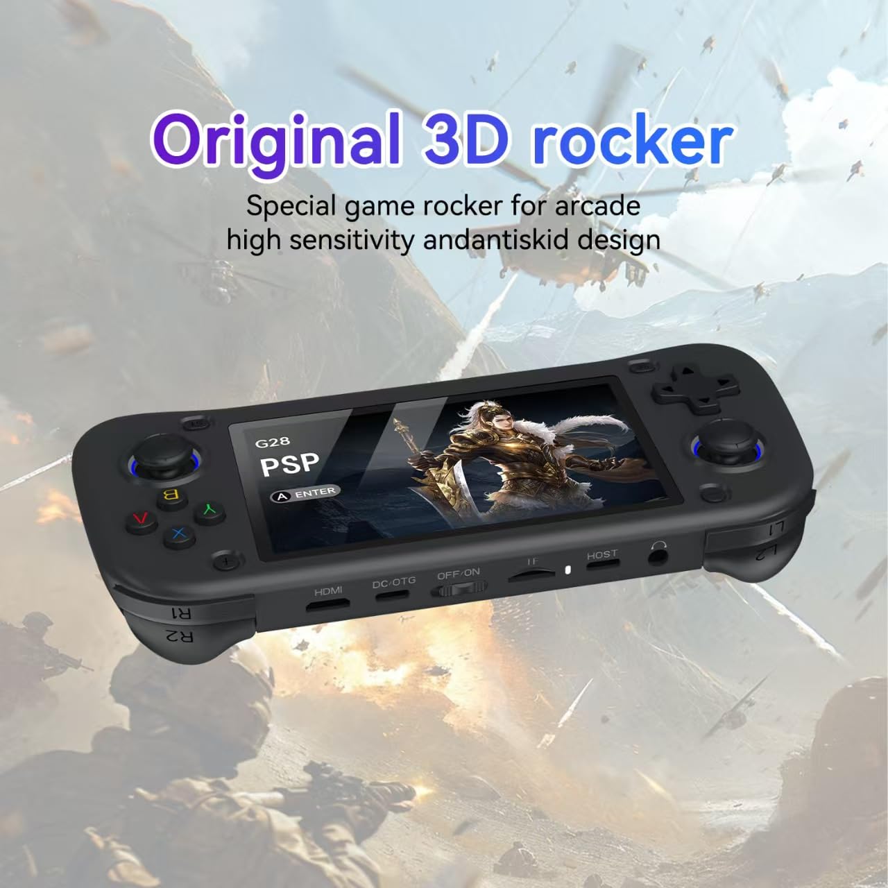 Nuova console da gioco portatile, 128 GB di memoria interna con 20.000 giochi, sistema Linux, console portatile per videogiochi, schermo IPS da 4,3 pollici, oltre 30 emulatori e sistema Linux (bianco