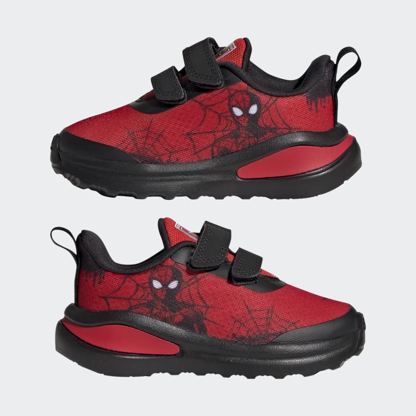 Image of adidas Kids Fortarun Running Shoe, Vivid Red /Core Black /White (Spider-Man), 7.5 US Unisex Toddler