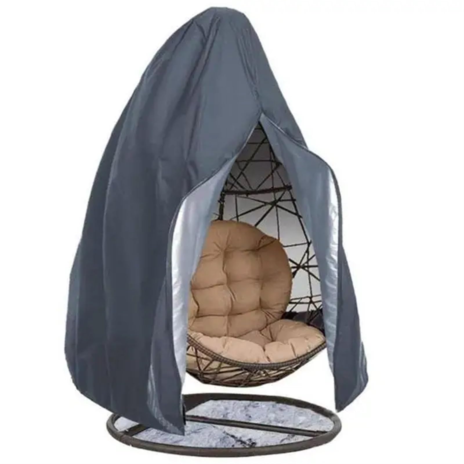 VAYEODEYU Garden Egg Swing Chair Cover Outdoor With Zipper, Black, Grey, Multiple Sizes(Grey,190X115cm)