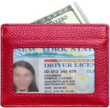 Tapp Collections RFID Protect Slim Minimalist Pocket Leather Wallet Card Holder - Red