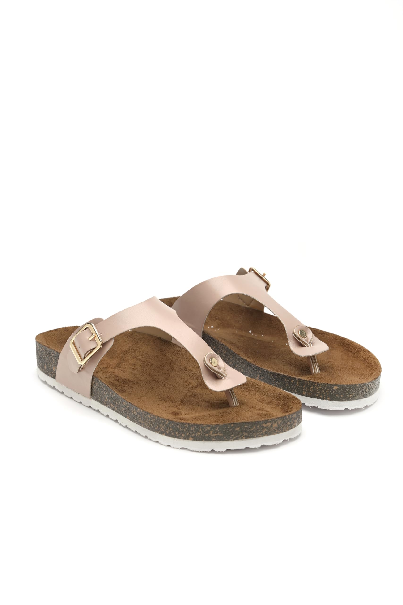 mozafia Synthetic Leather Comfortable Stylish with Open Toe Casual Nude Pink Flat Sandals for Women-picture-15