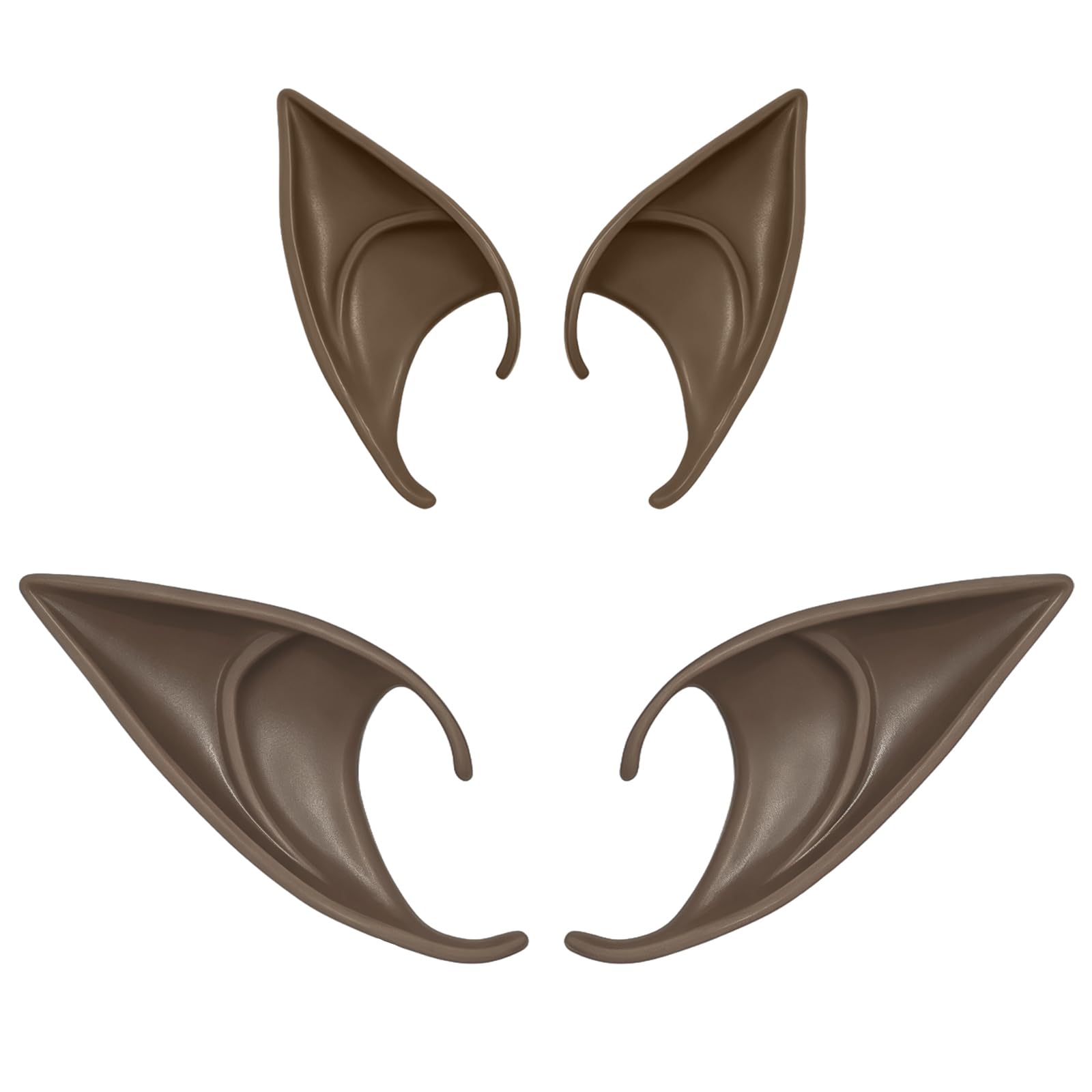 MFUOE 2pcs Brown Fairy Pixie Elf Ears Elven Vampire Ears Soft Pointed Ears Soft Latex Fairy Ear Tips Anime Costume Accessories for Xmas Halloween Costume Anime Party Dress Up
