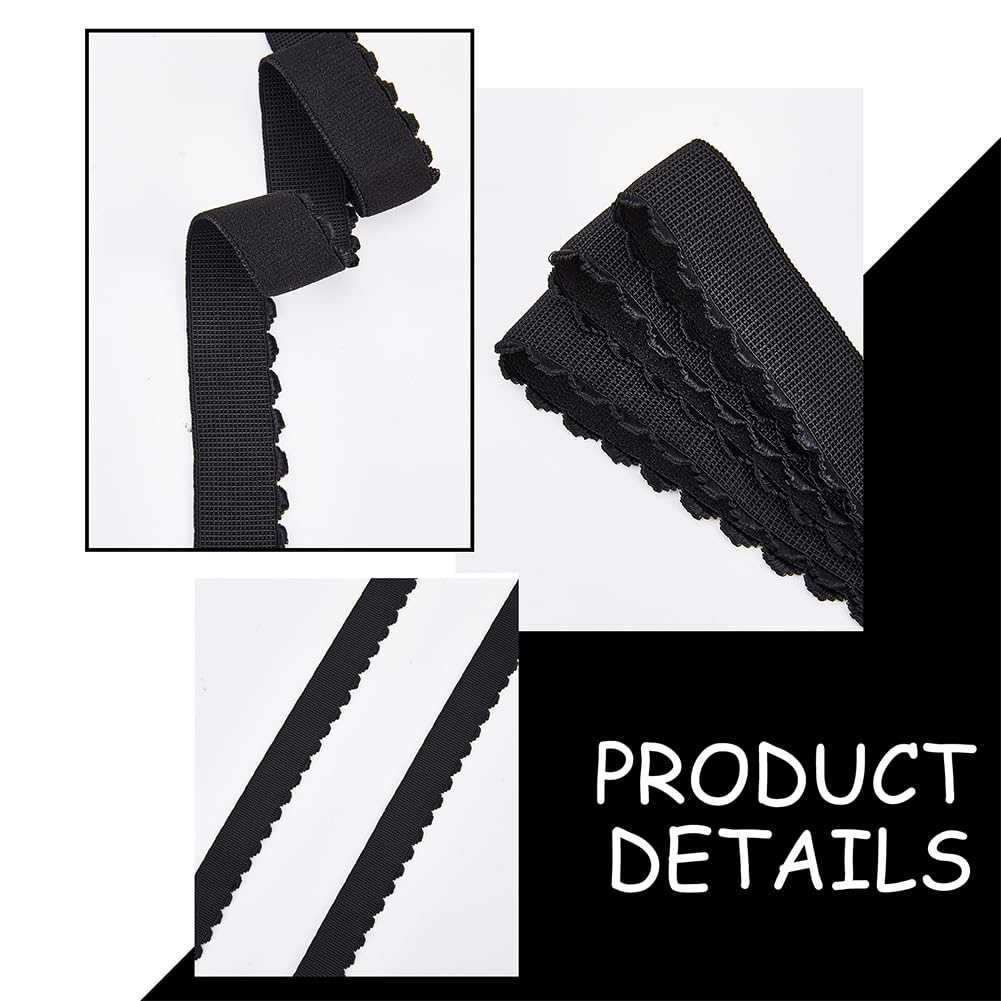GORGECRAFT 10 m Bobina Elastica Nera Alta Elasticità Bordo Smerlato Fascia Elastica per Cucire Nastro Elastico per Cinture Pantaloni Artigianato Fai da Te Cravatta per Capelli Fascia per Capelli