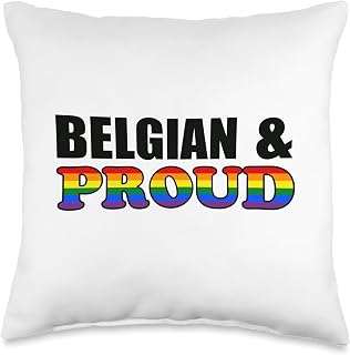 Proud Belgian Gay Lesbian Rainbow Belgium LGBTQ Throw Pillow