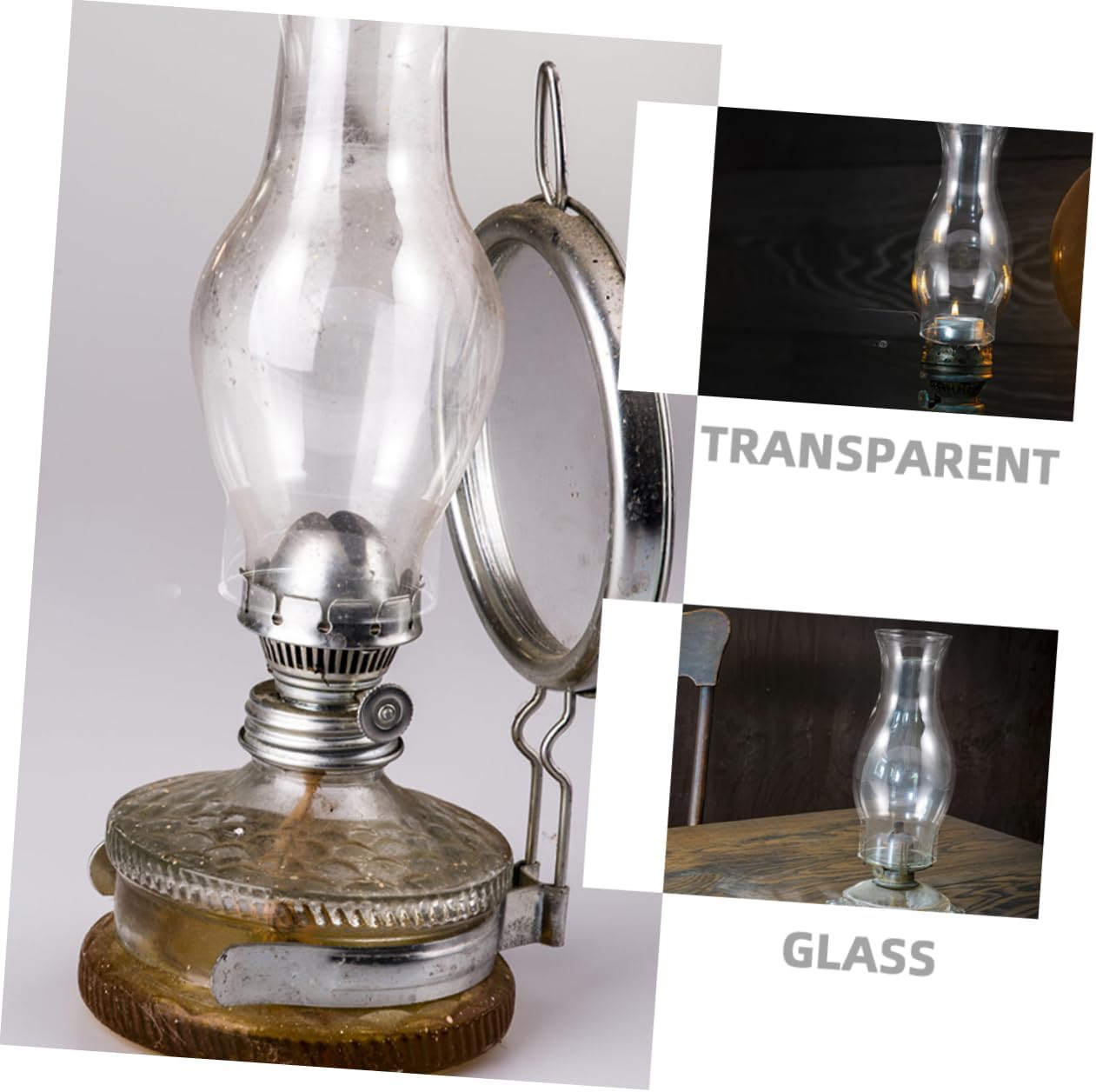 2pcs Antique Oil Lamp Glass Chimney Retro Clear Kerosene Light Cover Replacement for Vintage Lamps Optimal Light Transmission Classic Aesthetic Home Decor