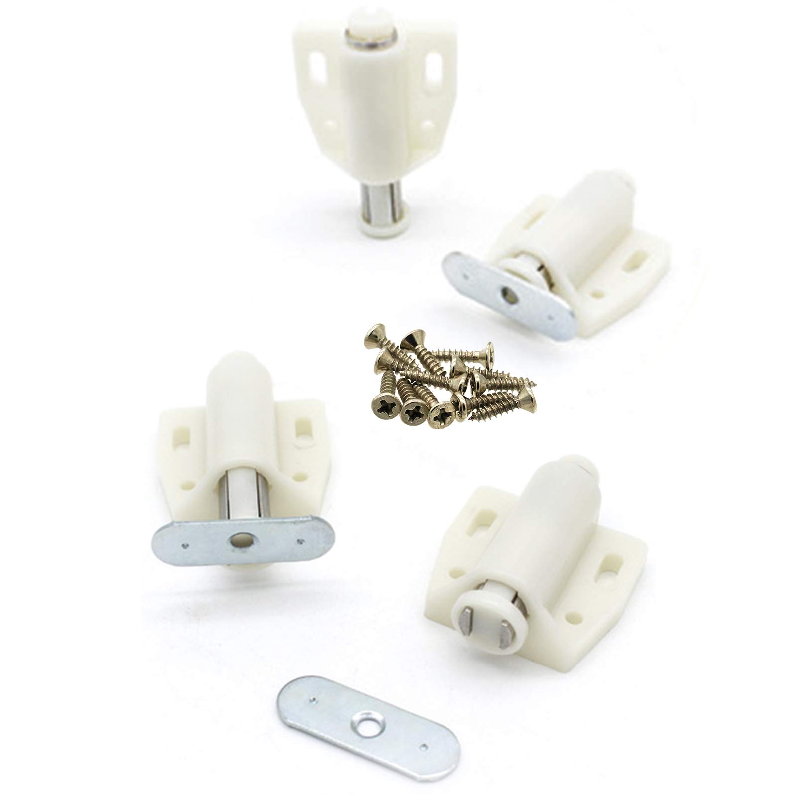 F Season White 4Pcs Magnetic Push To Open System Damper For Cabinet Cupboard Drawer With Screws (White)