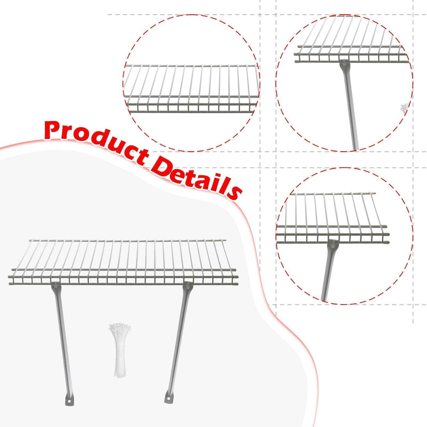 Wire Shelf 24.02x11.81x0.98 Inch Metal Storage Shelves Wall Mount for Supermarket Wardrobe Bookshelf Closet Home Organization- with Brackets