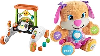 Fisher-Price 2-Sided Steady Speed Panda Walker & Plush Dog Baby Toy with Lights Music and Smart Stages Learning Content, Laugh & Learn Sis