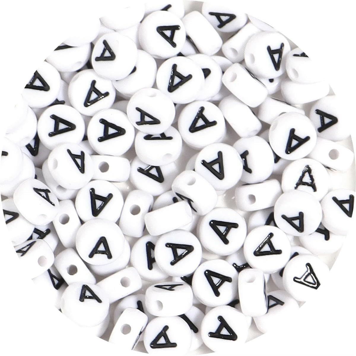 HUIOYG 100pcs/Lot Alphabet Beads Flat Round Letter Acrylic for Jewelry Making
