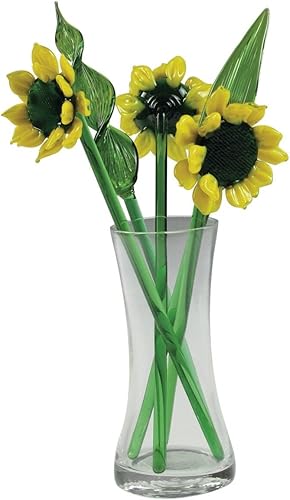 Vista 8 de Red Co. Ramo de flores decorativas de cristal encantador con jarrón, caja de regalo - Gloria de la mañana