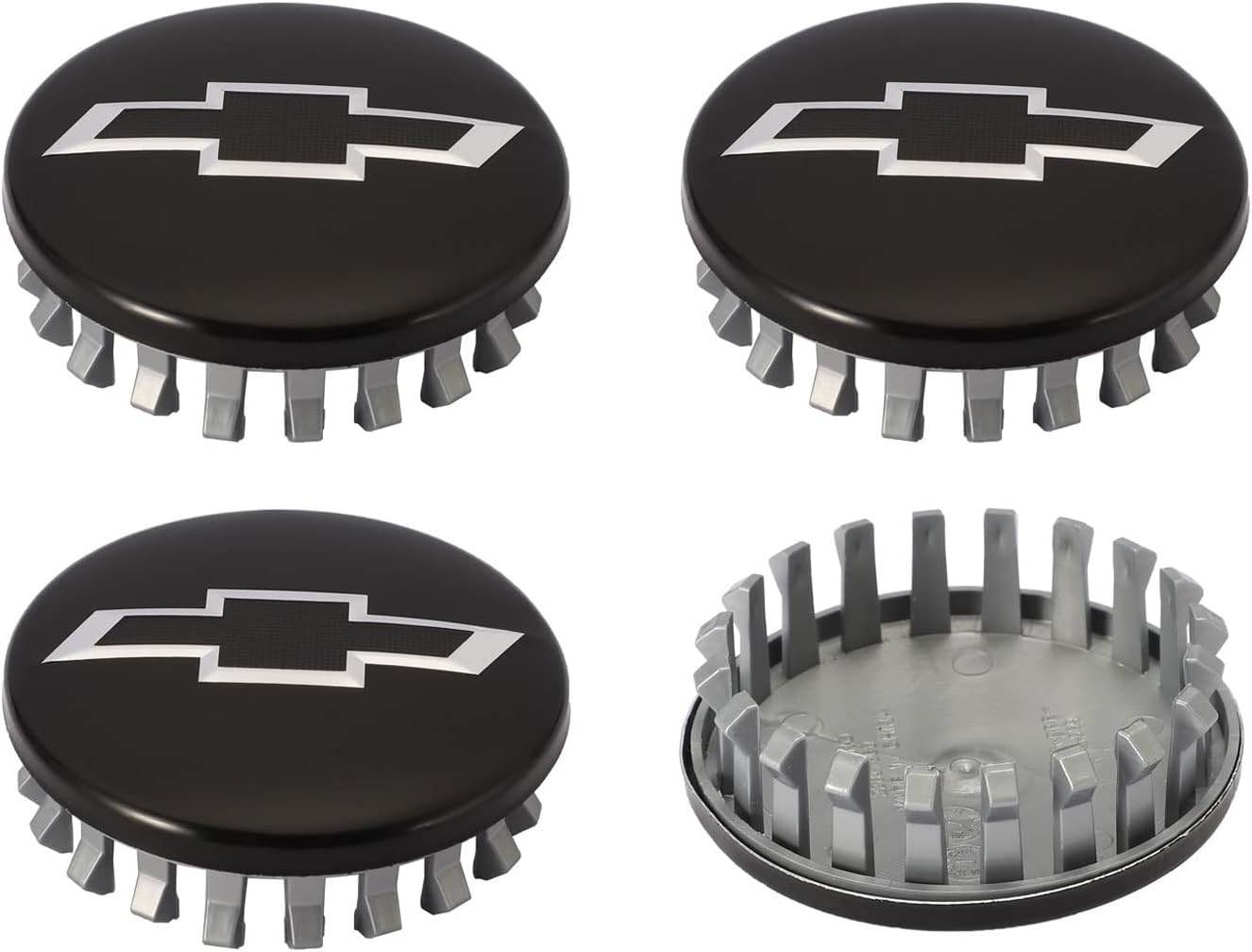 4pcs Set Fit Chevy Wheel Center Caps,83mm/3.27 Wheel Hub Caps Compatible with Chevrolet (Black & Silver) : Automotive