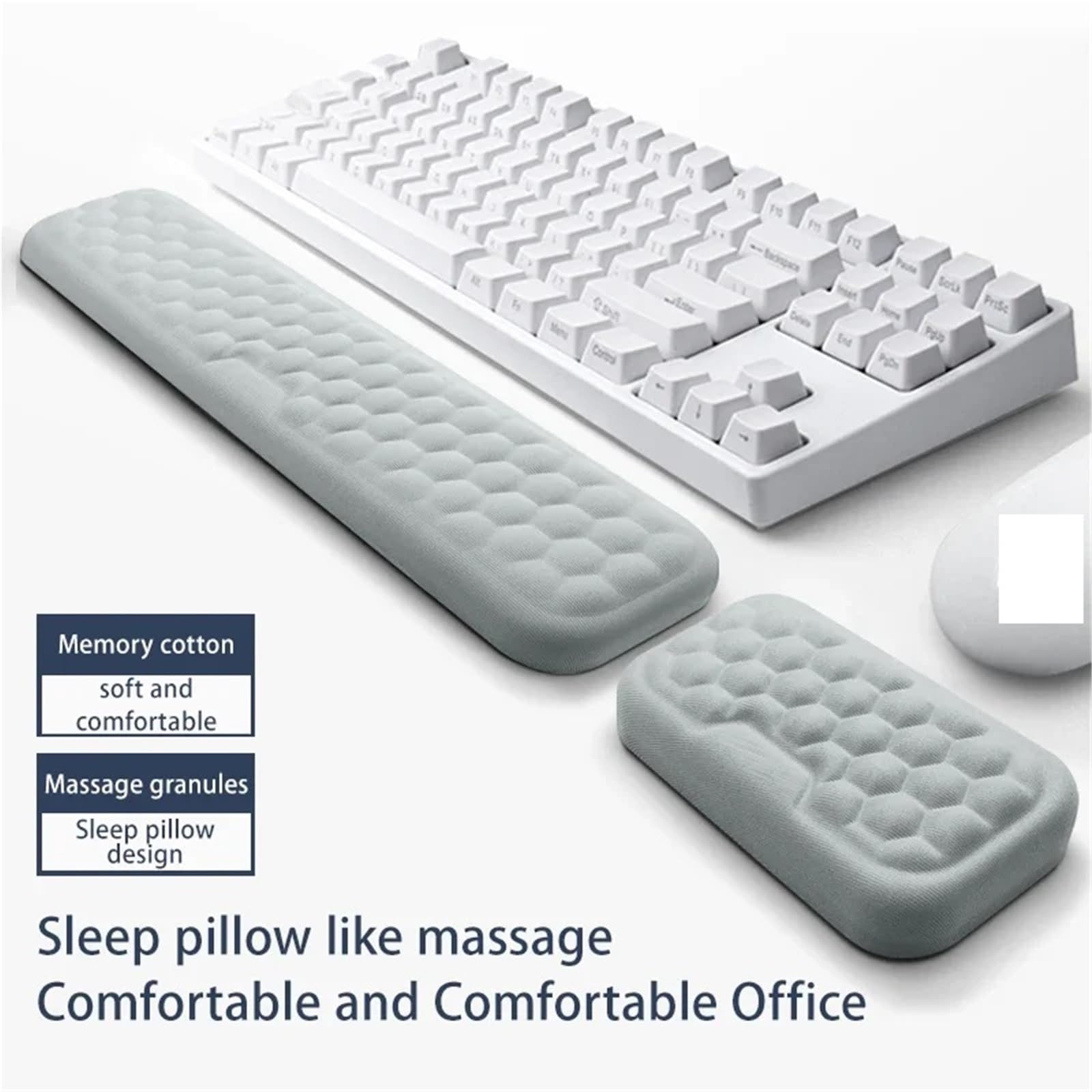 Repose-poignet pour clavier Keyboard Mouse Wrist Rest Ergonomic Office Typing Protect Relax Memory Foam Pad Computer Notebook(Gray medium small)