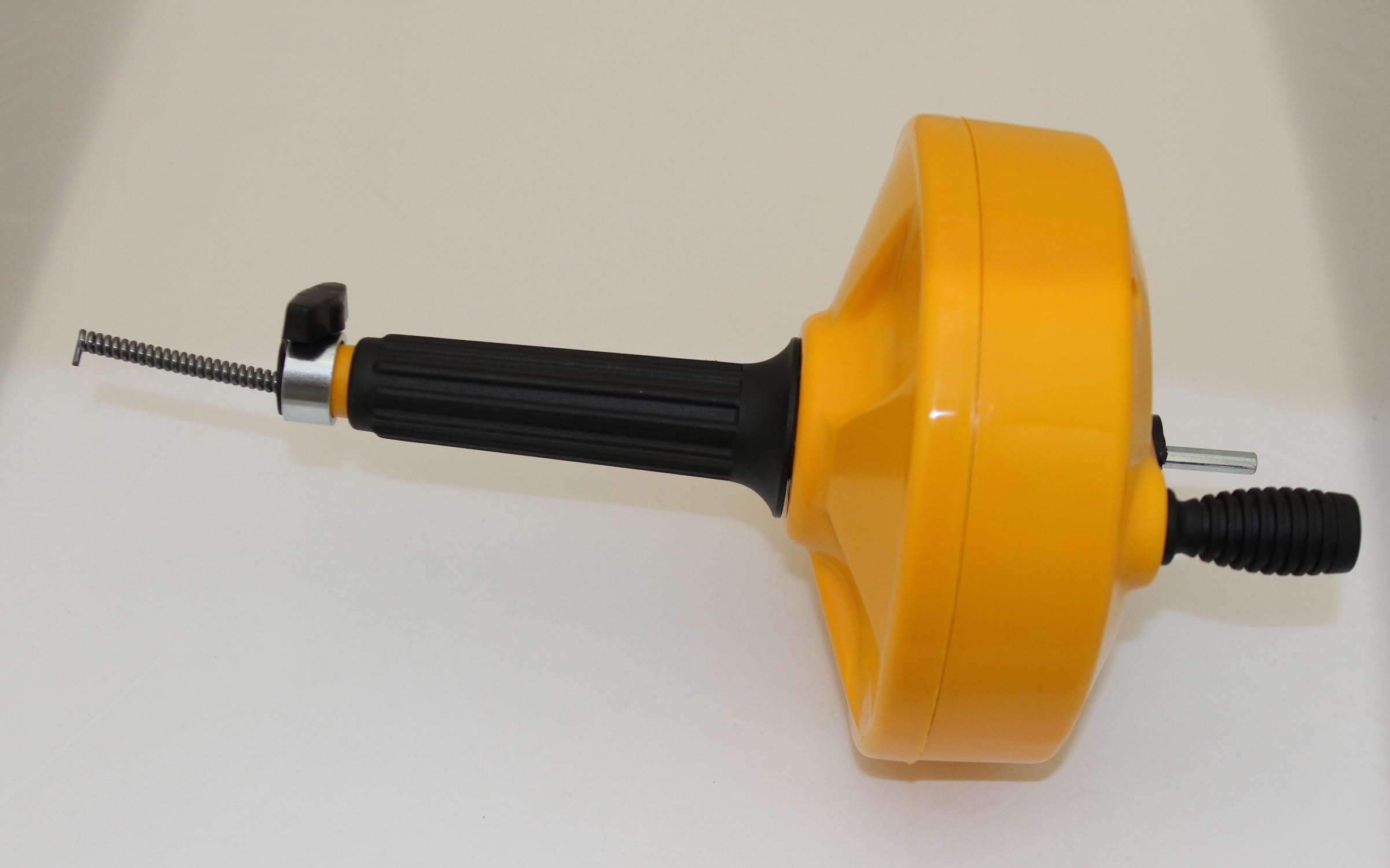 Drain Snake by Elbow Pass with 25ft cable, drain clog remover, plumbing snake Kink Resistant inner core strength at 600lb test. Hexagon non-slip drill bit attachment or Manual knob