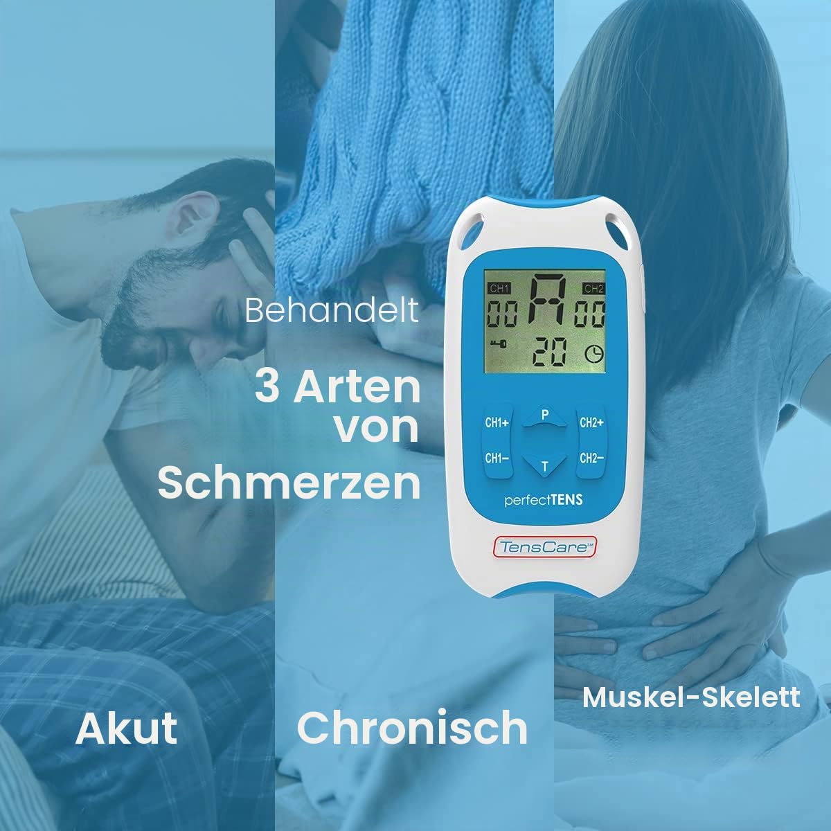 TensCare Perfect TENS Tens-Gerät zur Linderung von Rücken-, Hüft-, Bein-, Arm-, Arthritis- und Ischiasschmerzen, inkl. Handschuh für Arthritis an der Hand