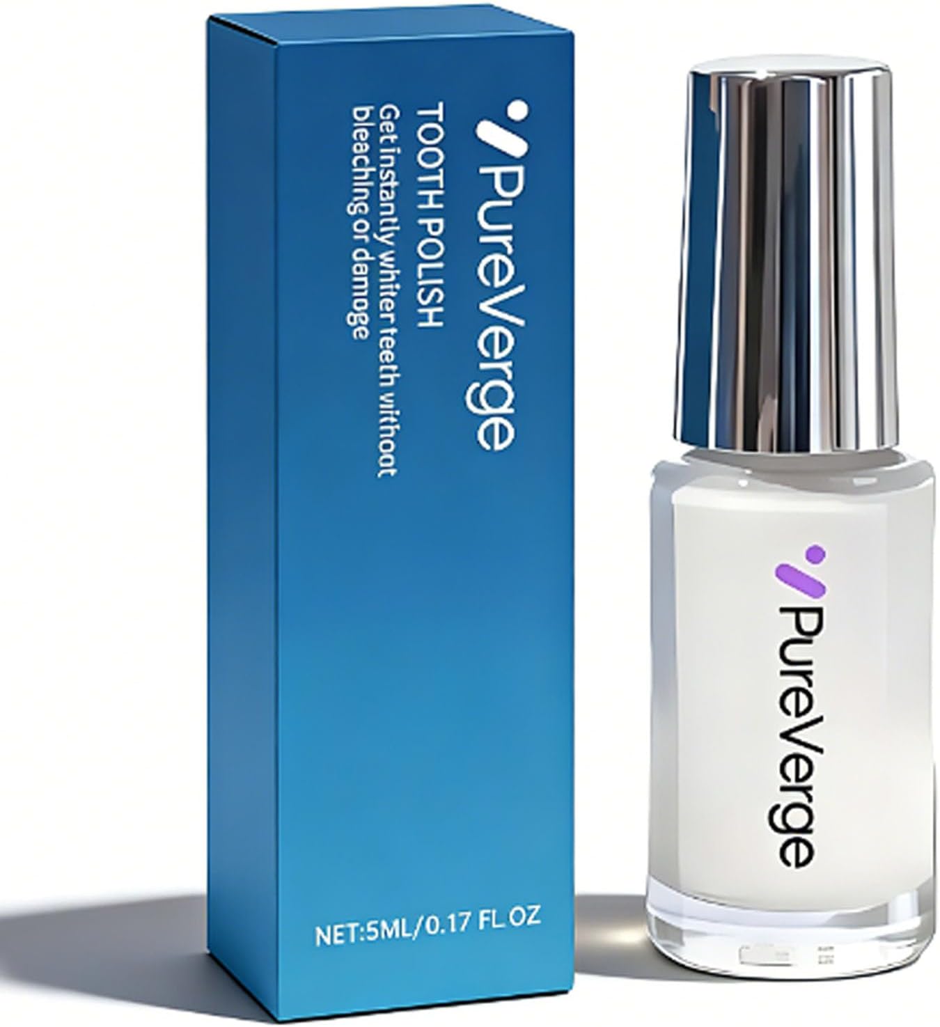 Tooth Polish - Instant White Smile, Natural Tooth Whitening Gel Paint, Brush-On Liquid Formula to Improve Appearance, Portable Oral Care, Easy to Use & Portable, Long-Lasting Results